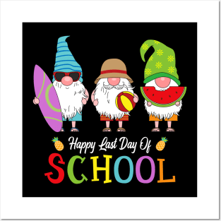 Happy Last Day Of School Teacher Student Graduation Gnomes Summer Posters and Art